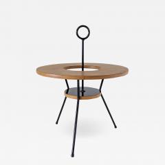  DUMAS PINGUET Pedestal table in black steel and oakwood by Dumas Pinguet circa 1950 - 2094054