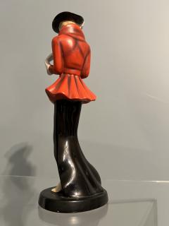  Daido MORIYAMA ART DECO CERAMIC WOMAN WITH RIDING CROP FIGURE IN THE STYLE OF GOLDSCHEIDER - 3709030