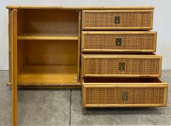  Dal Vera 1970s Hand Woven Rattan Cabinet by Dal Vera Made in Italy Signed - 4228295
