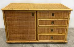  Dal Vera 1970s Hand Woven Rattan Cabinet by Dal Vera Made in Italy Signed - 4228298