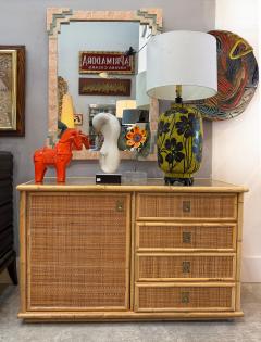  Dal Vera 1970s Hand Woven Rattan Cabinet by Dal Vera Made in Italy Signed - 4228305