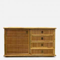  Dal Vera 1970s Hand Woven Rattan Cabinet by Dal Vera Made in Italy Signed - 4230085
