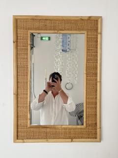  Dal Vera Bamboo Rattan Mirror by Dal Vera Italy 1970s - 3594524