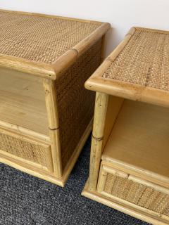  Dal Vera Bamboo Rattan and Brass Bedside Tables by Dal Vera Italy 1970s - 2544317