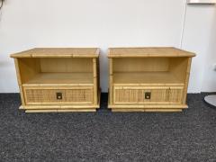  Dal Vera Bamboo Rattan and Brass Bedside Tables by Dal Vera Italy 1970s - 2544318