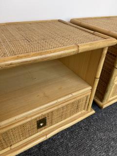  Dal Vera Bamboo Rattan and Brass Bedside Tables by Dal Vera Italy 1970s - 2544320