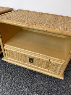  Dal Vera Bamboo Rattan and Brass Bedside Tables by Dal Vera Italy 1970s - 2544321