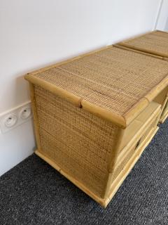  Dal Vera Bamboo Rattan and Brass Bedside Tables by Dal Vera Italy 1970s - 2544326