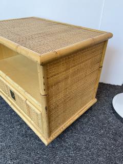  Dal Vera Bamboo Rattan and Brass Bedside Tables by Dal Vera Italy 1970s - 2544328