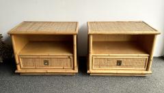  Dal Vera Bamboo Rattan and Brass Bedside Tables by Dal Vera Italy 1970s - 2952135