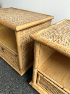  Dal Vera Bamboo Rattan and Brass Bedside Tables by Dal Vera Italy 1970s - 2952141
