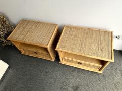  Dal Vera Bamboo Rattan and Brass Bedside Tables by Dal Vera Italy 1970s - 2952144