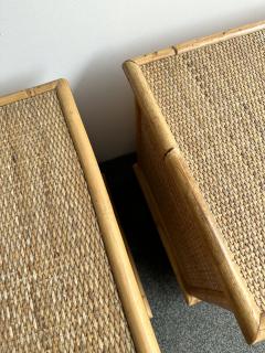  Dal Vera Bamboo Rattan and Brass Bedside Tables by Dal Vera Italy 1970s - 2952147