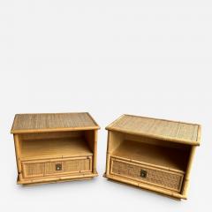  Dal Vera Bamboo Rattan and Brass Bedside Tables by Dal Vera Italy 1970s - 2953618