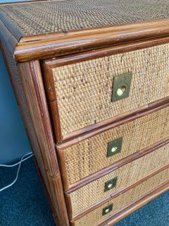  Dal Vera Bamboo Rattan and Brass Chest of Drawers by Dal Vera Italy 1970s - 1421127