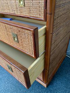  Dal Vera Bamboo Rattan and Brass Chest of Drawers by Dal Vera Italy 1970s - 1421128