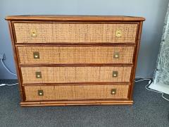  Dal Vera Bamboo Rattan and Brass Chest of Drawers by Dal Vera Italy 1970s - 1421129