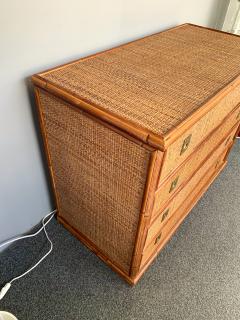  Dal Vera Bamboo Rattan and Brass Chest of Drawers by Dal Vera Italy 1970s - 1421130