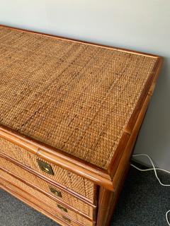  Dal Vera Bamboo Rattan and Brass Chest of Drawers by Dal Vera Italy 1970s - 1421135