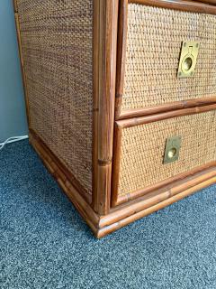  Dal Vera Bamboo Rattan and Brass Chest of Drawers by Dal Vera Italy 1970s - 1421136