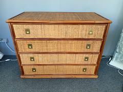  Dal Vera Bamboo Rattan and Brass Chest of Drawers by Dal Vera Italy 1970s - 1421137