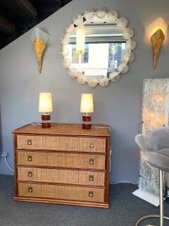  Dal Vera Bamboo Rattan and Brass Chest of Drawers by Dal Vera Italy 1970s - 1421139