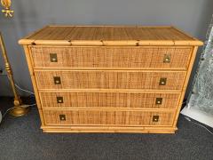  Dal Vera Bamboo Rattan and Brass Chest of Drawers by Dal Vera Italy 1970s - 1450954