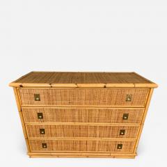  Dal Vera Bamboo Rattan and Brass Chest of Drawers by Dal Vera Italy 1970s - 1451825