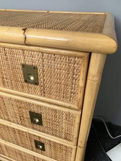  Dal Vera Bamboo Rattan and Brass Chest of Drawers by Dal Vera Italy 1970s - 2250876