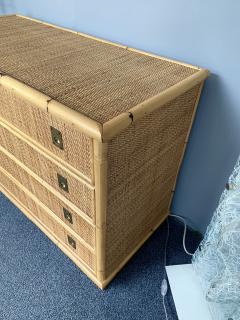  Dal Vera Bamboo Rattan and Brass Chest of Drawers by Dal Vera Italy 1970s - 2250878