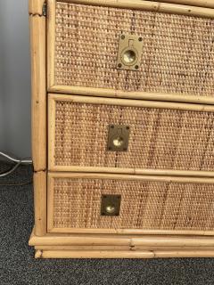  Dal Vera Bamboo Rattan and Brass Chest of Drawers by Dal Vera Italy 1970s - 2250881