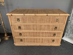  Dal Vera Bamboo Rattan and Brass Chest of Drawers by Dal Vera Italy 1970s - 2250884