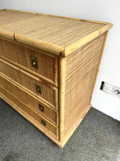  Dal Vera Bamboo Rattan and Brass Chest of Drawers by Dal Vera Italy 1970s - 2952388