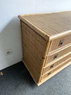  Dal Vera Bamboo Rattan and Brass Chest of Drawers by Dal Vera Italy 1970s - 2952389