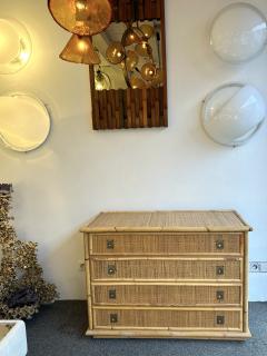  Dal Vera Bamboo Rattan and Brass Chest of Drawers by Dal Vera Italy 1970s - 2952393