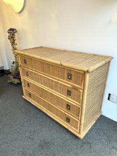  Dal Vera Bamboo Rattan and Brass Chest of Drawers by Dal Vera Italy 1970s - 2952395