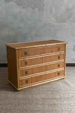  Dal Vera Bamboo and Rattan Chest of Drawers With Brass Details Dal Vera Production 70s - 4059310