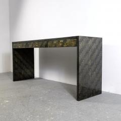  Dal Vera Console Table Green Bamboo Marquetry and Brass by Dal Vera Italy 1970s - 2744546