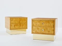  Dal Vera Italian Dal Vera bamboo marquetry and brass bedside tables 1970s - 3479046