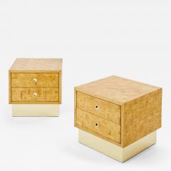  Dal Vera Italian Dal Vera bamboo marquetry and brass bedside tables 1970s - 3479919
