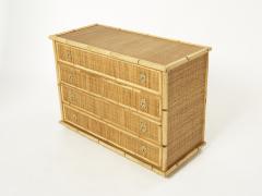  Dal Vera Italian Dal Vera bamboo rattan and brass chest of drawers 1970s - 2264391