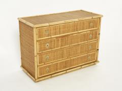  Dal Vera Italian Dal Vera bamboo rattan and brass chest of drawers 1970s - 2264392