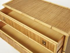  Dal Vera Italian Dal Vera bamboo rattan and brass chest of drawers 1970s - 2264394