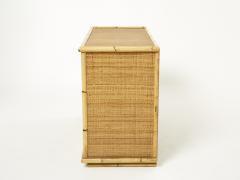  Dal Vera Italian Dal Vera bamboo rattan and brass chest of drawers 1970s - 2264395