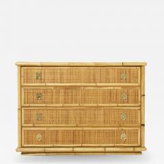  Dal Vera Italian Dal Vera bamboo rattan and brass chest of drawers 1970s - 2266770