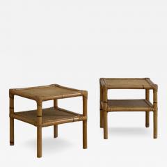  Dal Vera Pair of Rattan Bedside Tables By Dal Vera 1970s - 4428098