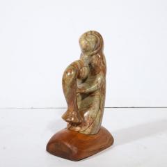  Dan Bedik Modernist Dan Bedik Sculpture Musical Embrace in Green Marble with Walnut Base - 2946558