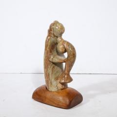  Dan Bedik Modernist Dan Bedik Sculpture Musical Embrace in Green Marble with Walnut Base - 2946715