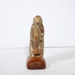  Dan Bedik Modernist Dan Bedik Sculpture Musical Embrace in Green Marble with Walnut Base - 2946727