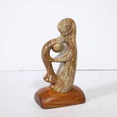  Dan Bedik Modernist Dan Bedik Sculpture Musical Embrace in Green Marble with Walnut Base - 2946743